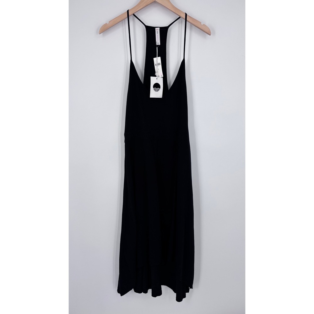 Daily Practice by Anthropologie Ribbed Racerback Midi Dress Women Size M Black